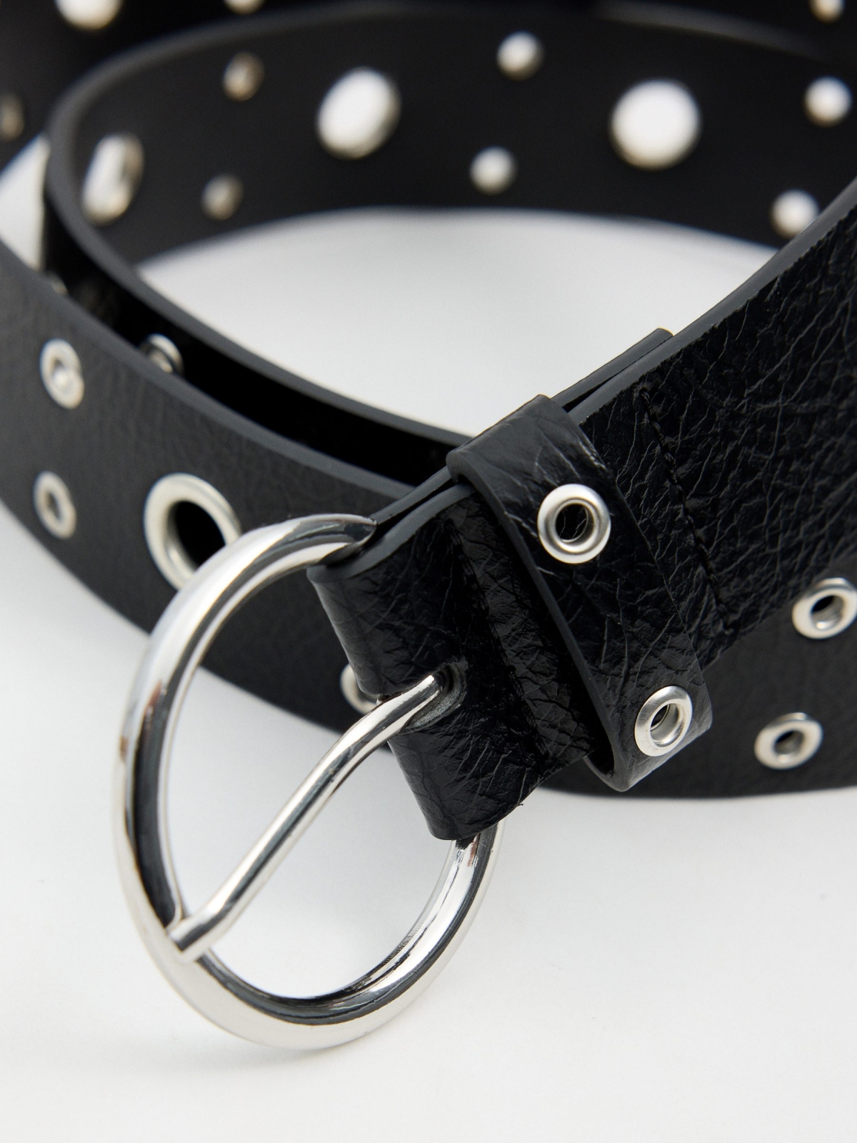 Silver eyelets belt black