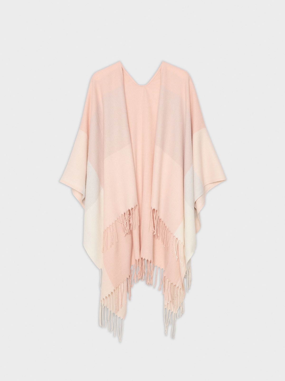 Poncho pink tones grey detail view