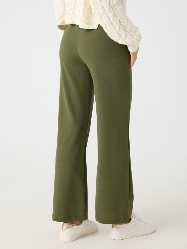 Black wide leg pants khaki middle back view