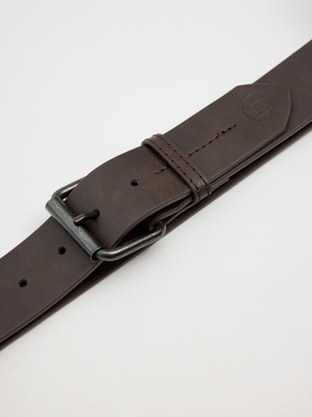 Brown square buckle belt dark brown