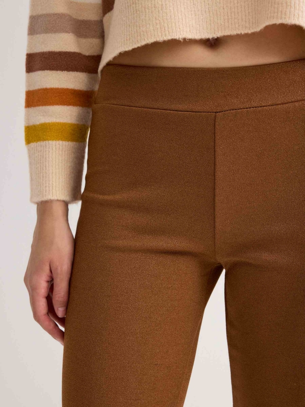 Elastic waist dress pants brown detail view