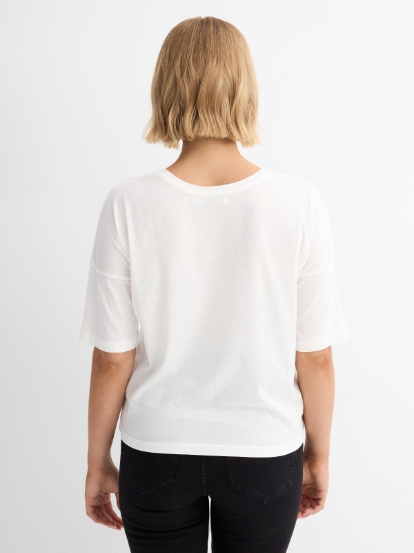 Vermouth 3/4 sleeve t-shirt off white middle back view