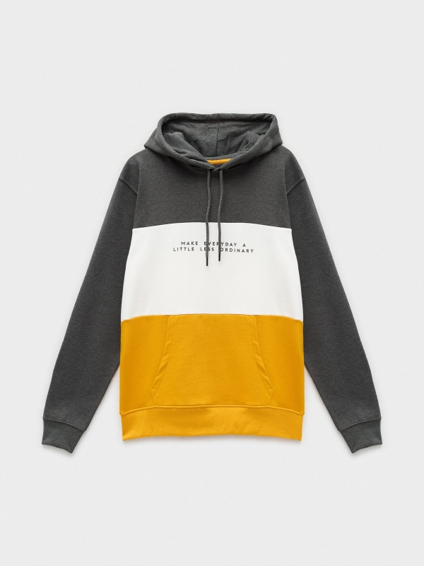  Block color hooded sweatshirt melange escuro vista frontal