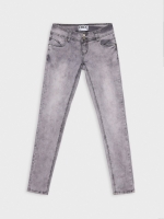 %Pto% Jeans skinny com cintura baixa e efeito lavado cinza claro