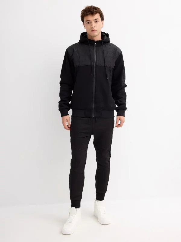 Chaqueta capucha combinada negro vista general frontal