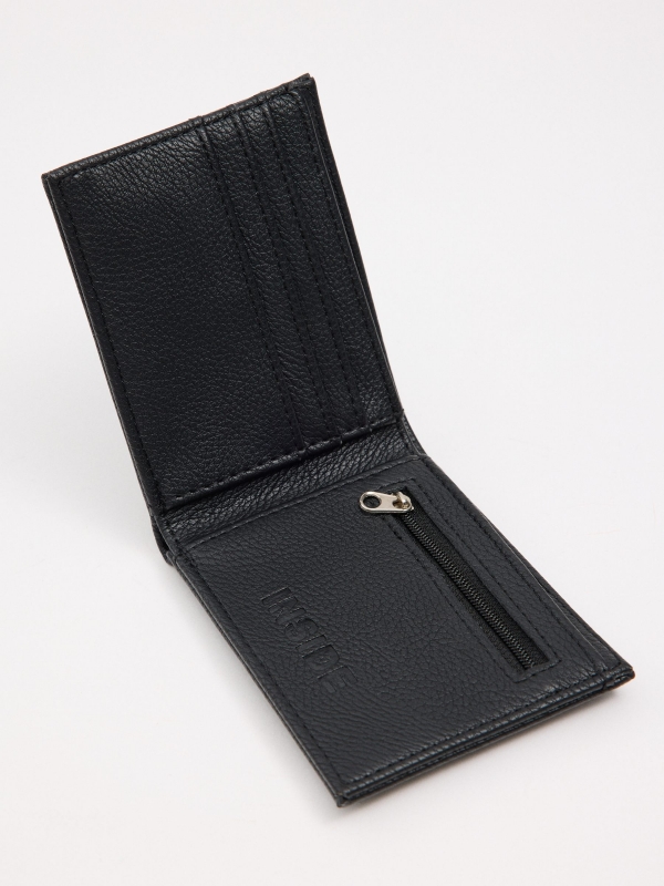 Faux leather wallet with elastic black detail view