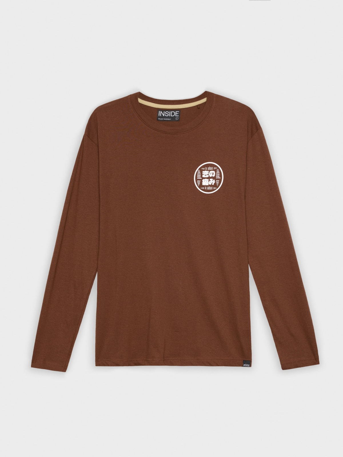  T-shirt japonesa estampada chocolate vista frontal