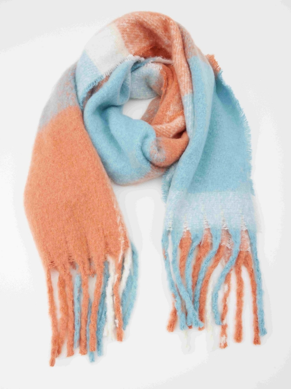 Blue/orange maxi scarf orange detail view