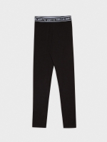 %Pto% Texto em borracha Leggings preto vista frontal