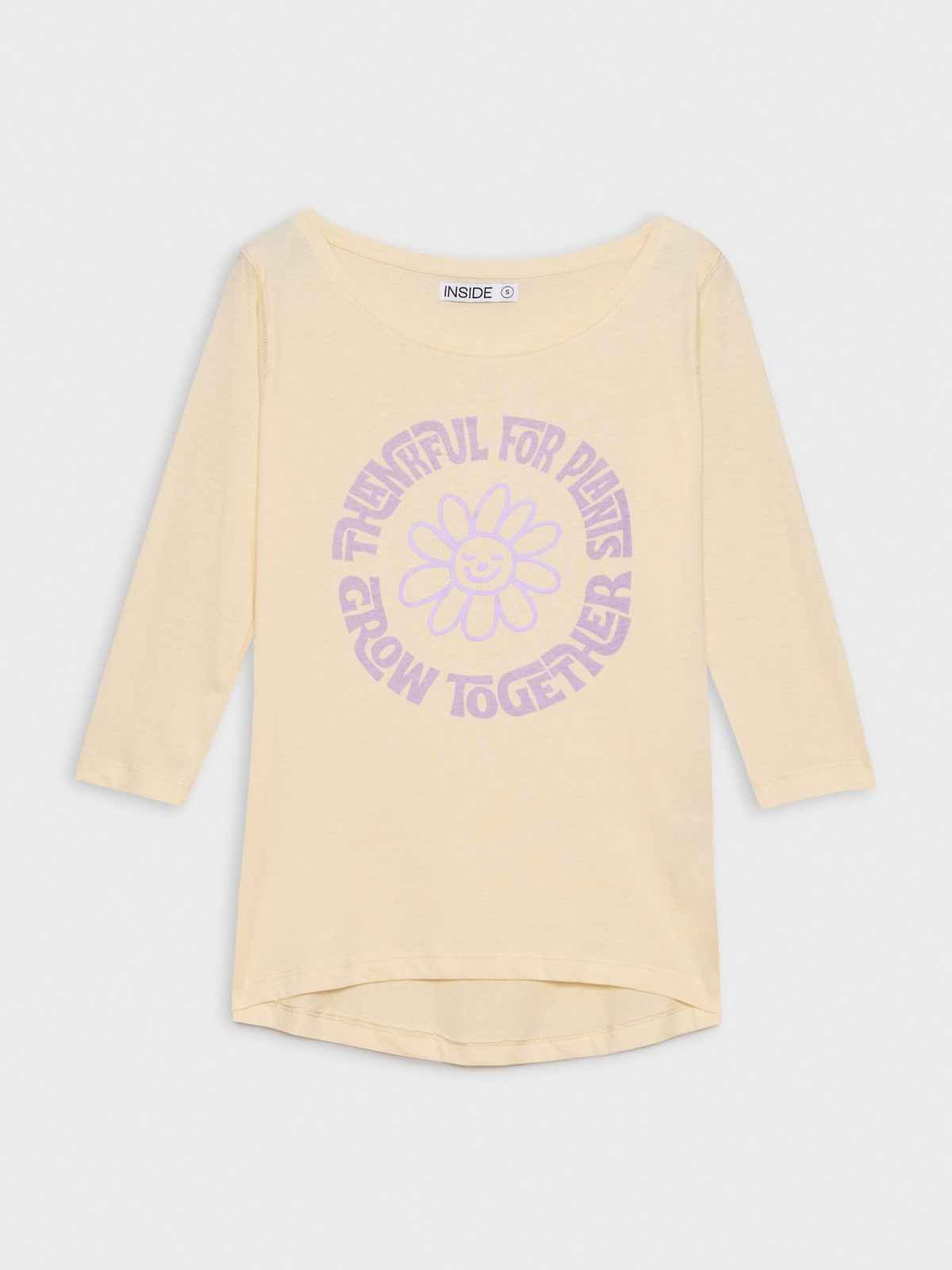  3/4 sleeve t-shirt with flower print sand