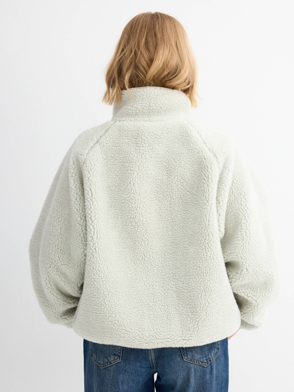 Sheepskin jacket light green middle back view