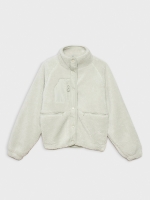 %Pto% Sheepskin jacket light green front view