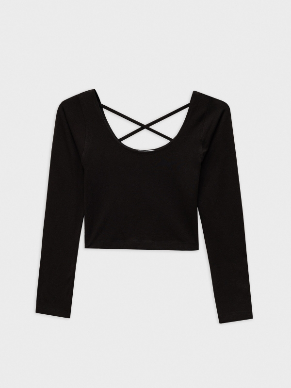  Camiseta rib lace up negro