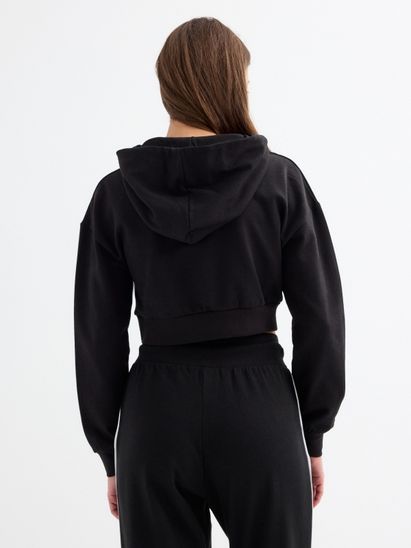 Hooded sweatshirt black middle back view