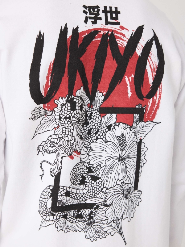 Oriental print sweatshirt white detail view