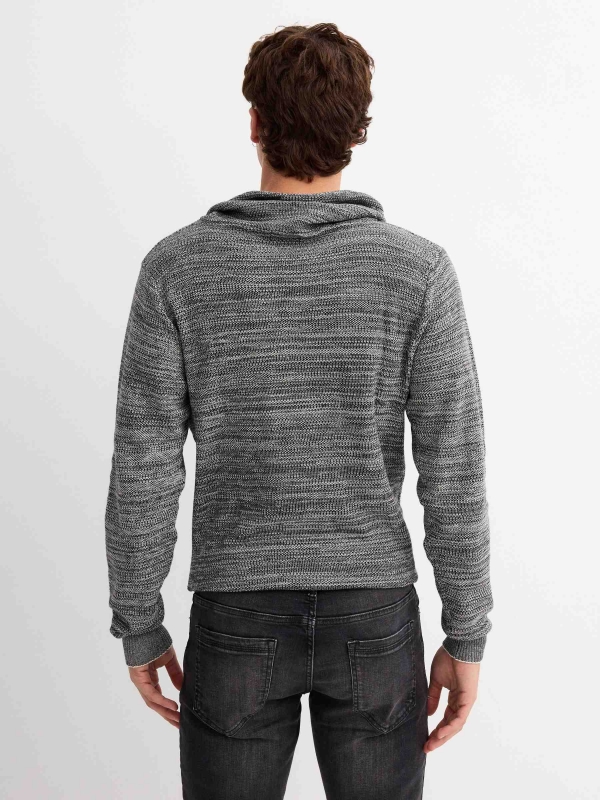 Textured knitted sweater dark grey middle back view