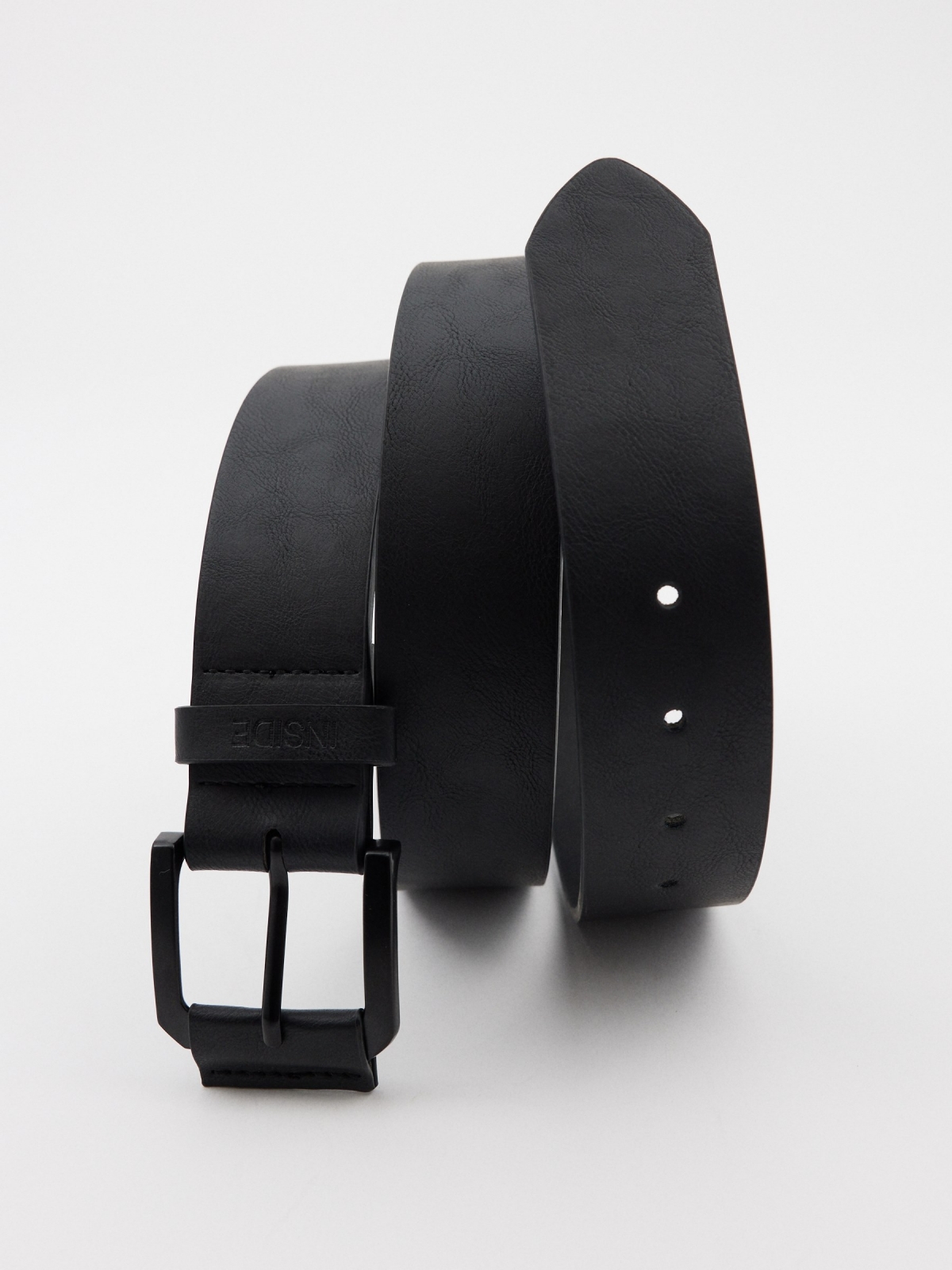 Black leatherette belt detail view