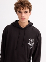 %Pto% Space print hooded t-shirt black