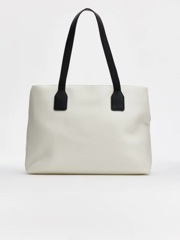 White leather effect shopper bag white 45º side view