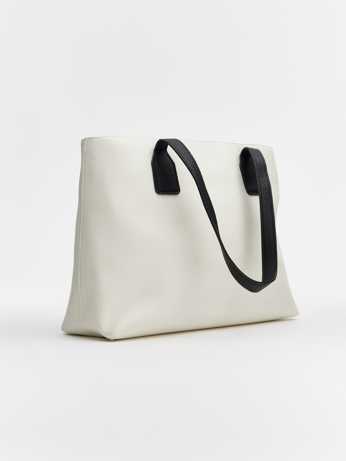 Bolso shopper blanco efecto piel blanco vista detalle