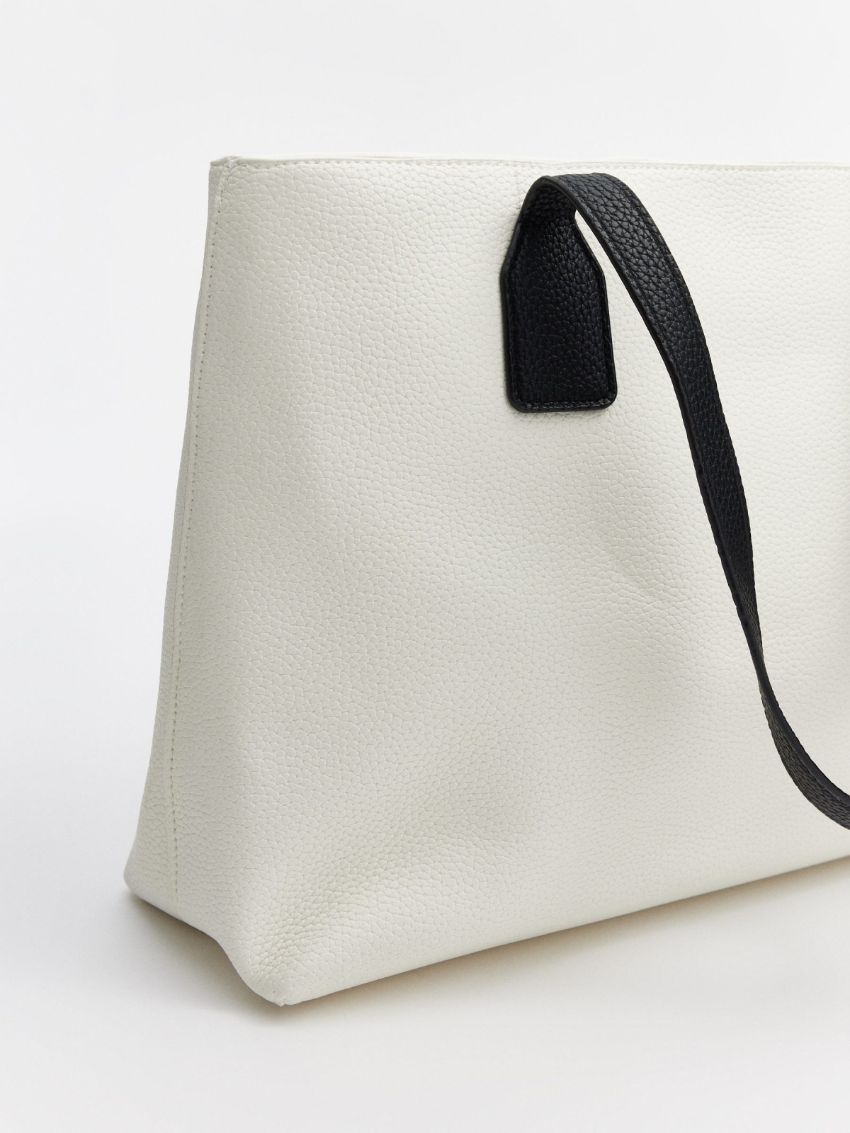 Bolso shopper blanco efecto piel blanco vista detalle