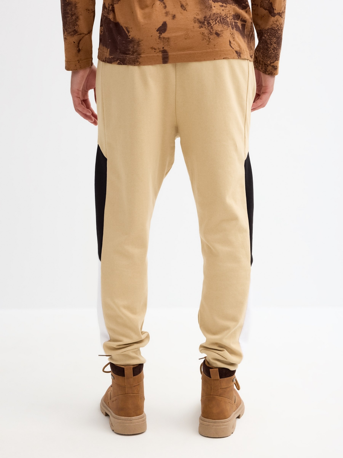 Jogger pants sand middle back view