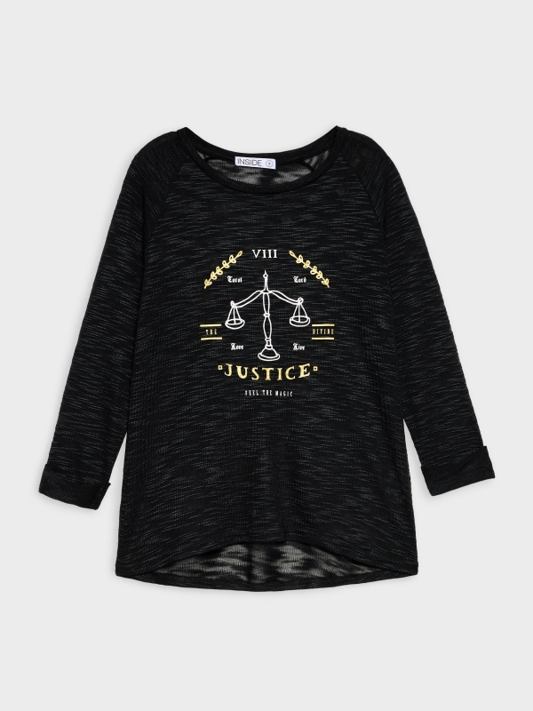 Camiseta devoré estampado Justice negro  Camiseta devoré estampado Justice negro