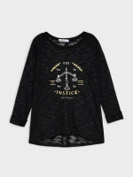 %Pto% Fabric devoré Justice print t-shirt black