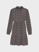 %Pto% Vestido cuello alto estampado negro