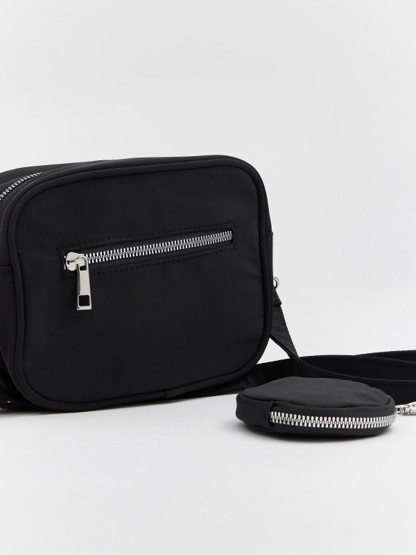 Bolso nylon con monedero negro vista trasera