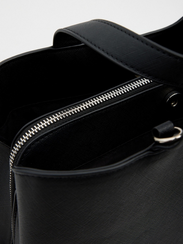 Bolso shopper efecto piel negro negro vista detalle