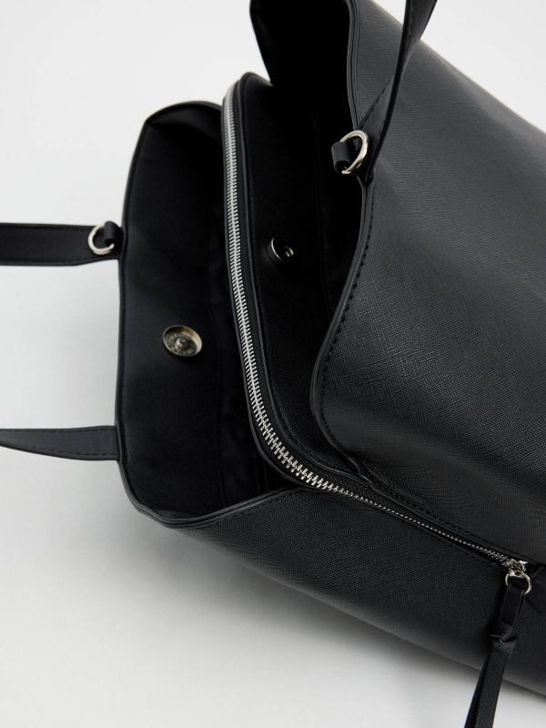 Bolso shopper efecto piel negro negro vista detalle