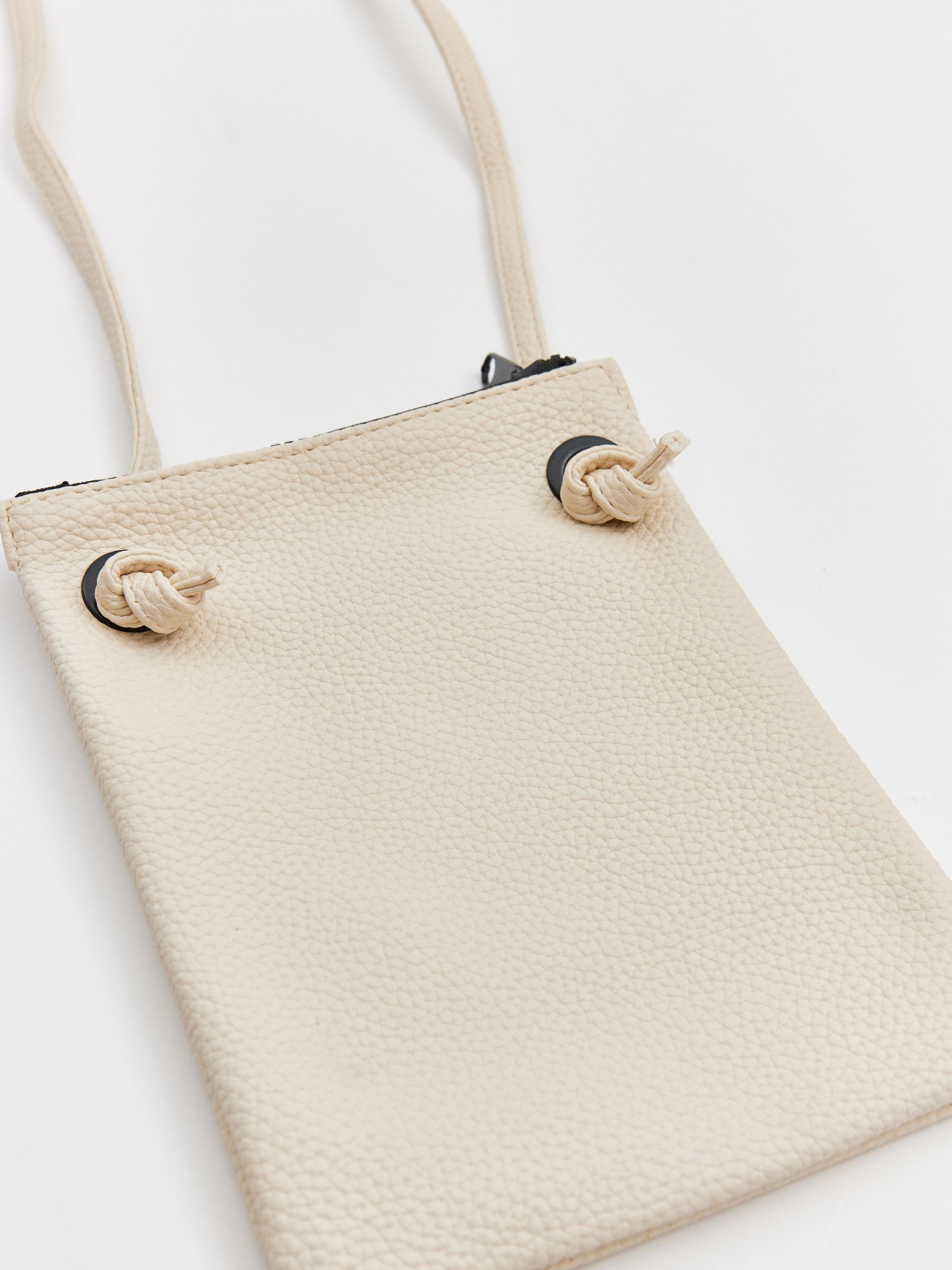 Bolso bandolera nudos arena vista lateral 45º