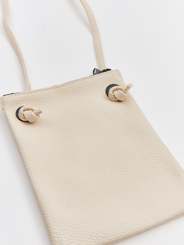 Bolso bandolera nudos arena vista lateral 45º