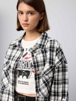 %Pto% Sobrecamisa xadrez com bolsos preto