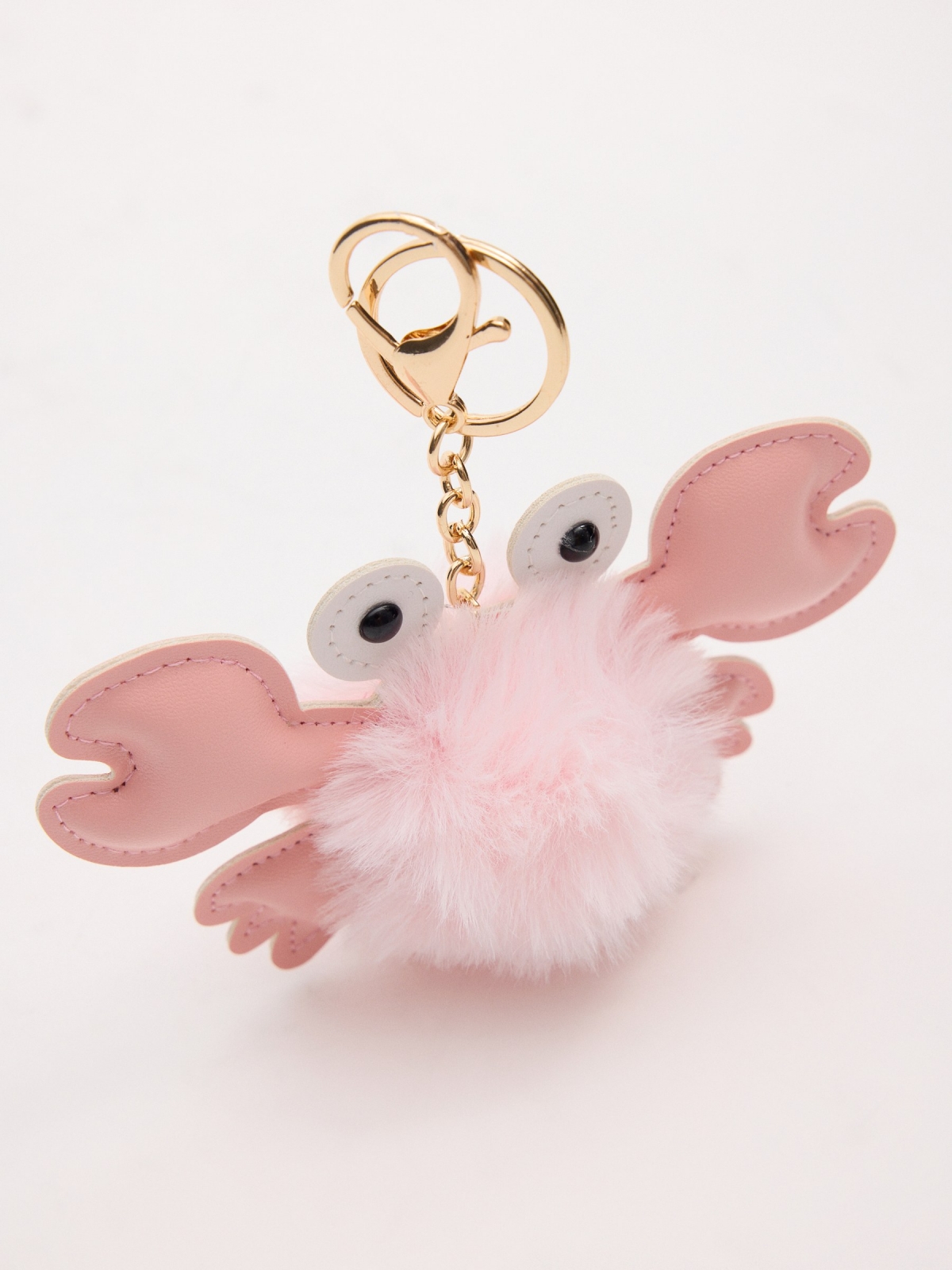 Crab pompom keychain aerial view