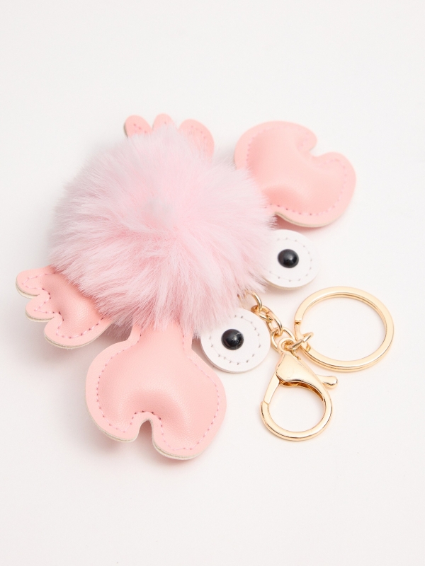 Crab pompom keychain detail view