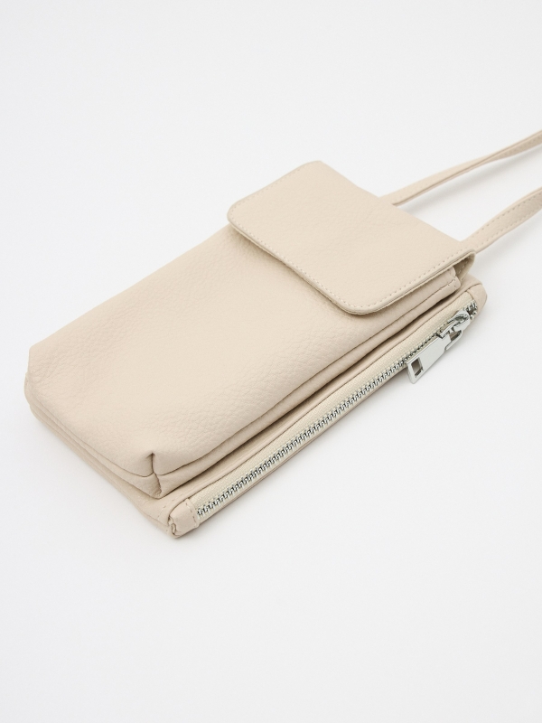 Bolso mini 12x19cm beige vista lateral 45º