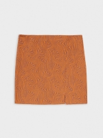 %Pto% Psychedelic print knit skirt cinnamon front view