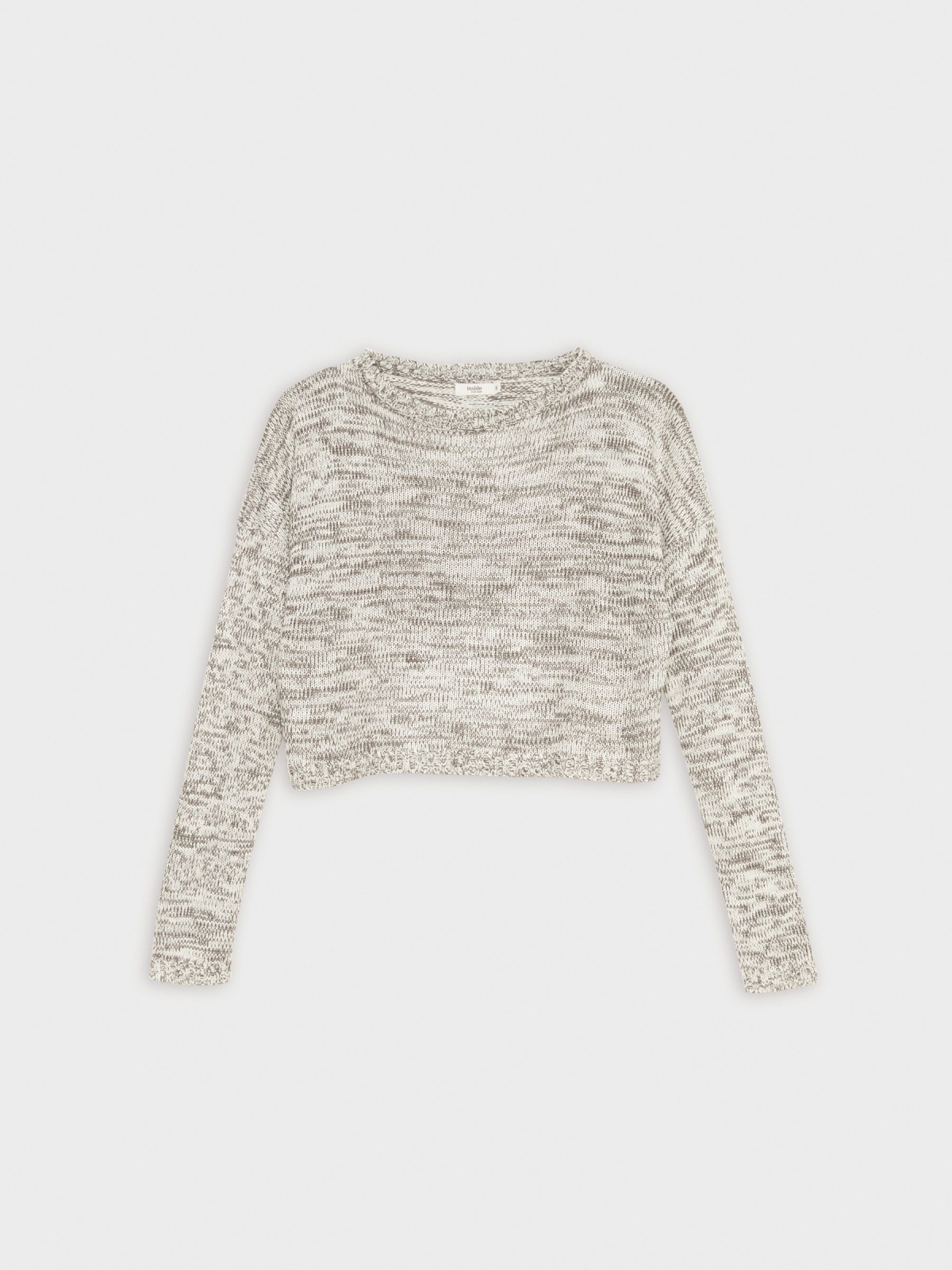  Heather cropped sweater off white front view