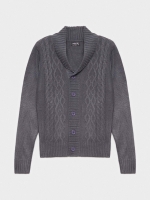 %Pto% Knitted jacket stone grey front view