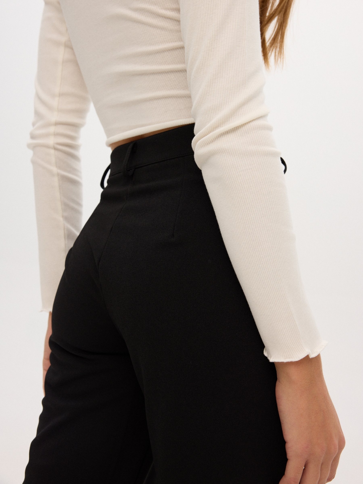 Fluid wide leg pants black detail view