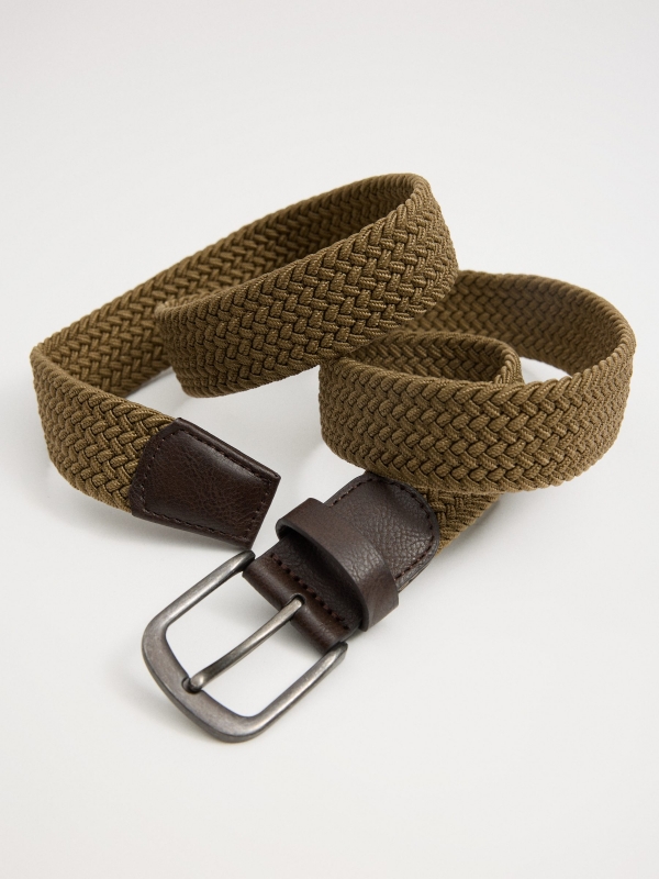 Elastic braided belt brown