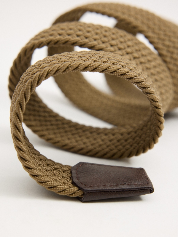 Elastic braided belt brown