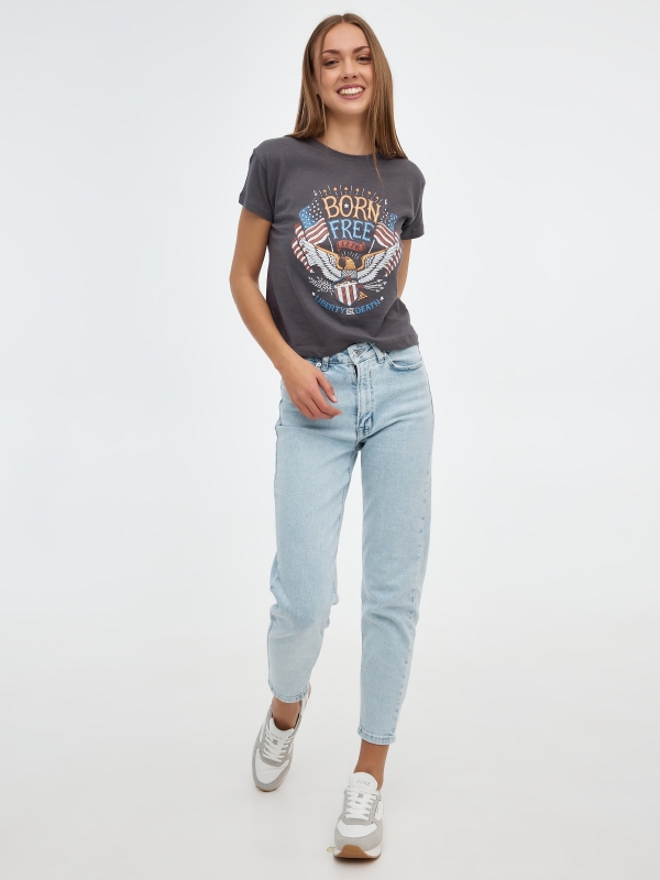 Born Free T-shirt dark grey front view
