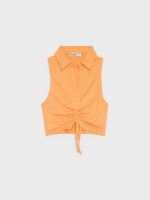 %Pto% T-shirt de pescoço polo sem mangas salmão