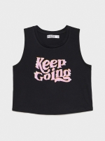 %Pto% Camiseta crop Keep Going negro
