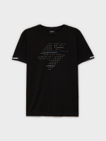 %Pto% T-shirt com impressão de texto preto