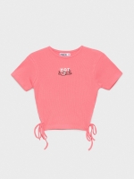 %Pto% Crop top with lace up coral