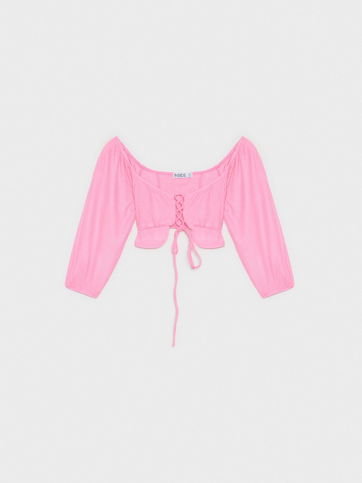  Crop top com lace up magenta